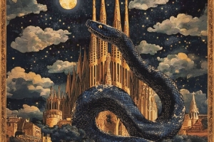 蛇出没！国米发布客战巴萨海报：月圆之夜，灵蛇🐍现身圣家教堂