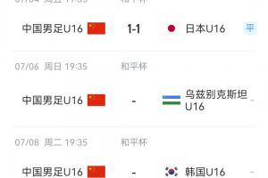 U16和平杯积分：韩国6分领跑，国足U16暂1分&今晚战乌兹别克斯坦